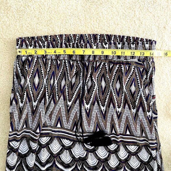H&M Women's Maxi Geometric Viscose Elastic Waist Boho Crinkled Skirt Sz 12 - Picture 10 of 13